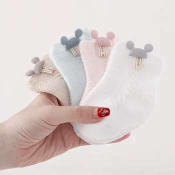 Ултра-тънки детски чорапи летни чорапи с дишаща мрежа за новородени бебета, мъжки чорапи с герои от анимационни филми, дамски чорапи принцеса 0-3 месеца