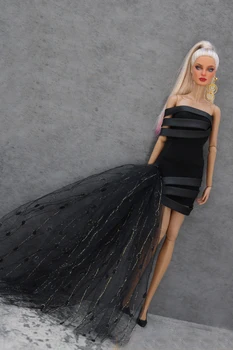 Черна рокля/рокля с уникален дизайн и с ръчно изработени/ вечерна рокля за кукли 30 см, облекло за 1/6 Xinyi FR ST, дрехи за Барби Кукли/играчки за момичета
