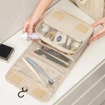 Тоалетни козметични чанти Обикновена Корейски Сгъваеми козметични чанти Пътни PVC, Водоустойчив Голям Капацитет За Съхранение на Тоалетни Принадлежности Hangbag