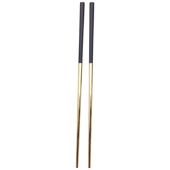 5 Чифта пръчици за хранене от неръждаема стомана, набор от китайски златни пръчици за хранене от черен метал, набор от прибори за суши