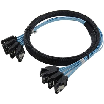 3X SAS Кабел, кабел Sata, висока скорост 6 Gbit /s, 4 порта /комплект, най-високо качество за сървър, 0.5 метра