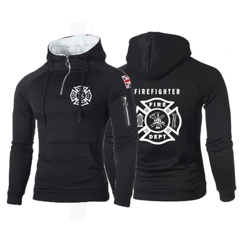Мода за печат на екипа пожарникари-спасители 2023, Нова мъжки hoody от цели памук, флисовое дебнещ универсално палто с качулка за фитнес