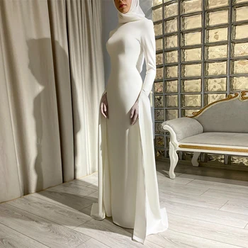 Котка Русалка мюсюлманските арабски вечерни рокли покривка скромен разкроена дълги ръкави, Абитуриентски рокли, официални Дубай повод парти рокля Vestidos 