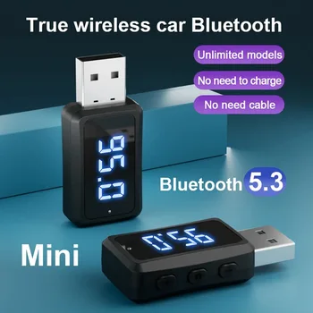 Мини-Автомобили Bluetooth 5.3 5.1 Предавател-Приемник Auto Безжична Аудио За Кола Fm Радио и Хендсфри USB Power Car Kit