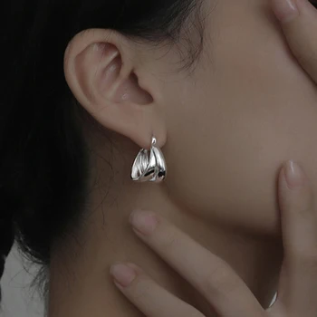 KOFSAC Модни Индивидуални Обеци-халки от сребро 925 Проба За Жени Реколта Прости Гладка Двуслойни бижута за уши Женски Подаръци