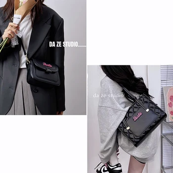 Чанта за момичета Kawaii кукли Барби, с модерна кожена чанта Y2K от аниме, Мультяшная ежедневна чанта за пазаруване с голям капацитет, подаръци