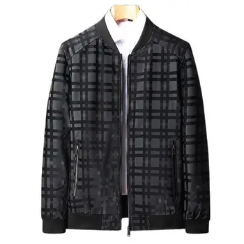 Мъжки кожени палта, пролет-есен нова яке от изкуствена кожа, модерно приталенное бейсбольное палто в клетката